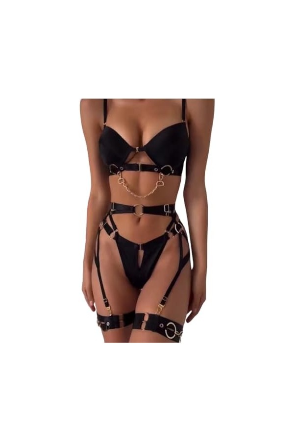 Ensemble de lingerie sexy pour femme - Ensemble de lingerie sexy - Ensemble de sous-vêtements - Soutien-gorge - Ceinture - So