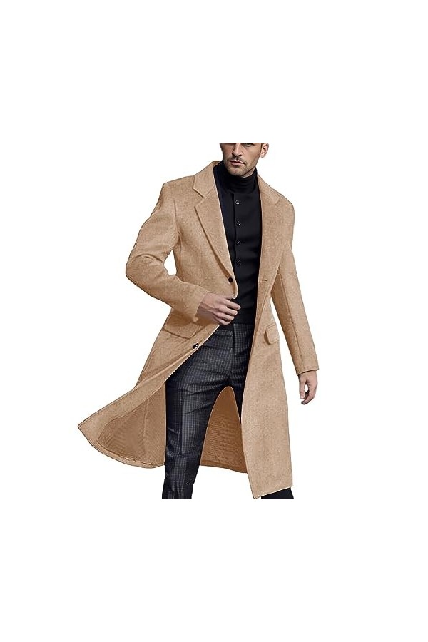 Mymyguoe Manteau Homme Business Manteau Laine Chaud Hiver Manteau Longues Vestes Coupe-Vent Manteau Décontracté Vêtements de