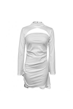 Xmiral Robe découpée Sexy Jupe Courte imprimée Robe Cheongsam à clavicule Ouverte Robes Sexy Courte Robe Princesse Courte