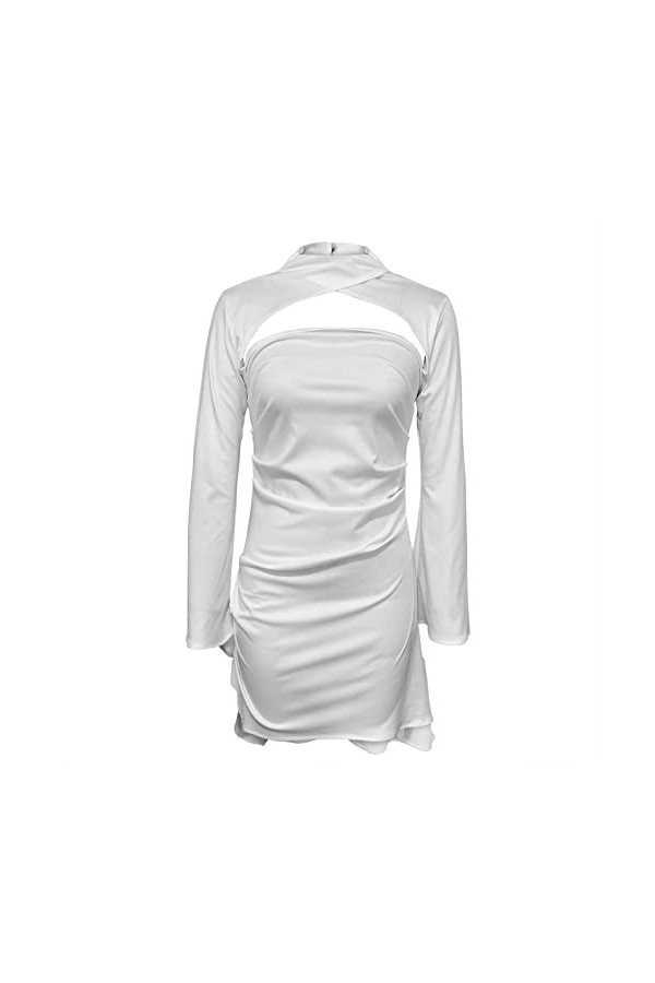 Xmiral Robe découpée Sexy Jupe Courte imprimée Robe Cheongsam à clavicule Ouverte Robes Sexy Courte Robe Princesse Courte