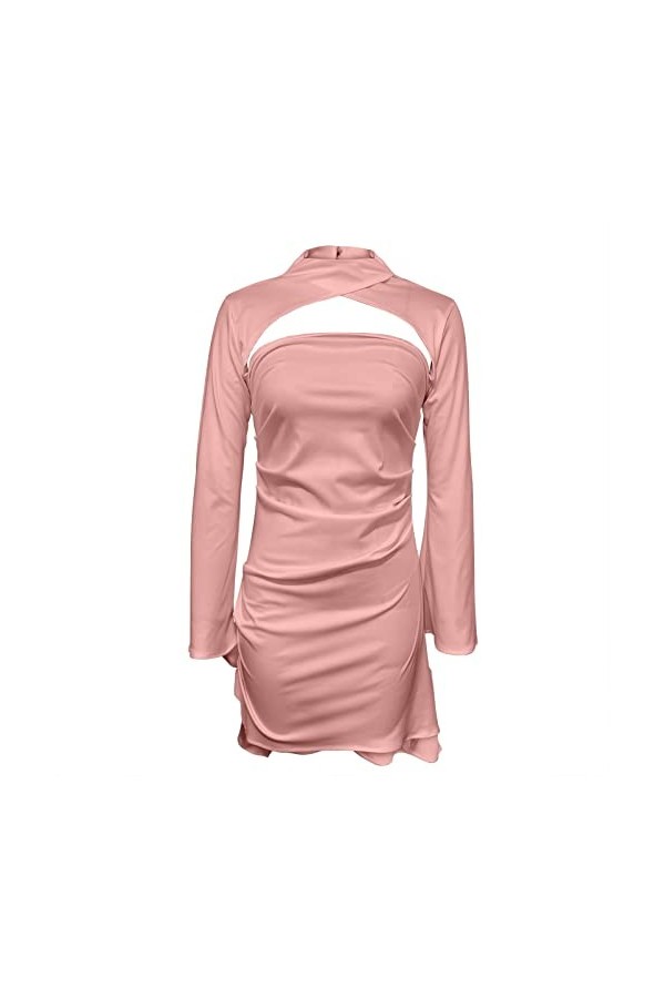 Xmiral Robe découpée Sexy Jupe Courte imprimée Robe Cheongsam à clavicule Ouverte Robes Sexy Courte Robe Princesse Courte