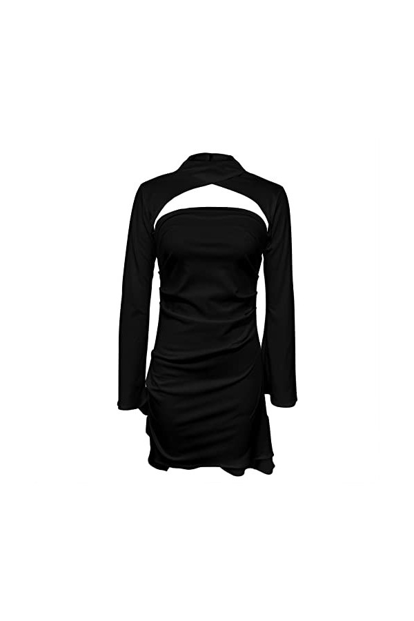 Xmiral Robe découpée Sexy Jupe Courte imprimée Robe Cheongsam à clavicule Ouverte Robes Sexy Courte Robe Princesse Courte