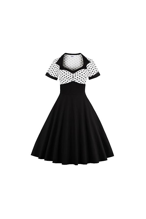 Robe Audrey Hepburn Coupe Classique - Robe À Et Encolure Carrée Robe Rétro Jupe Évasée Robe Cocktail Longue