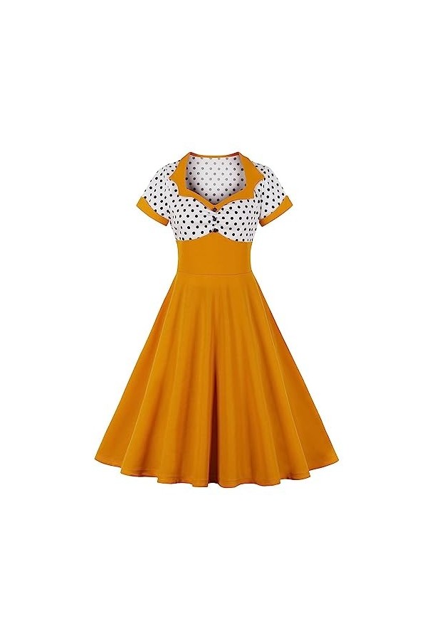 Robe Audrey Hepburn Coupe Classique - Robe À Et Encolure Carrée Robe Rétro Jupe Évasée Robe Cocktail Longue