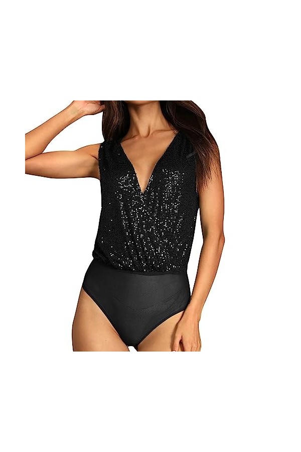 UOWEG Sens Supérieur Flash Discothèque Sexy V Cou Dos Socialite Soirée Combinaison Tempérament Élégant Tout avec Une Base Bod