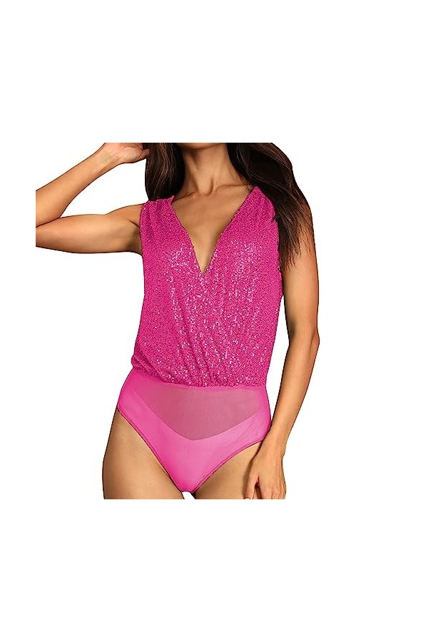 UOWEG Sens Supérieur Flash Discothèque Sexy V Cou Dos Socialite Soirée Combinaison Tempérament Élégant Tout avec Une Base Bod