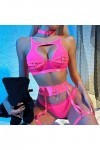 Lingerie pour Femmes pour Un Jeu Sexy Femmes Sexy Maille élastique Ceinture Demi jarretière surbuste Haut et Culotte Trois pi