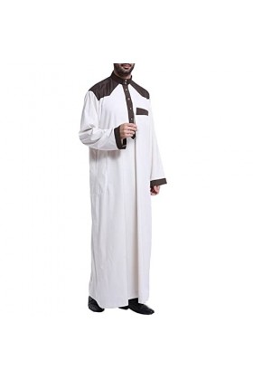 Mymyguoe Robe musulmane pour homme - Robe islamique avec poche de poitrine - Décontractée - Col en V - Manches longues - Caft