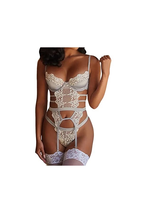 AJGRHE Lingerie Sexy Grande Taille Strings Slip Lingerie sous-VêTements Sexy Amusants pour Femmes Voir à Travers Body Ensembl