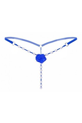 Boowhol Mme sous-vêtements Sexy -vêtements de T-Perle Transparente Massage à la Tentation Pantalon T Couple de caleçon Bleu 