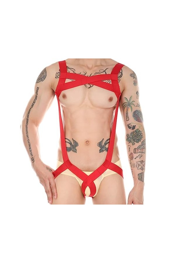 CABULE Hommes Évider Harnais Ceinture Extensible Corps Épaule Poitrine Bretelles Body Bodybuilding Discothèque Scène Performa