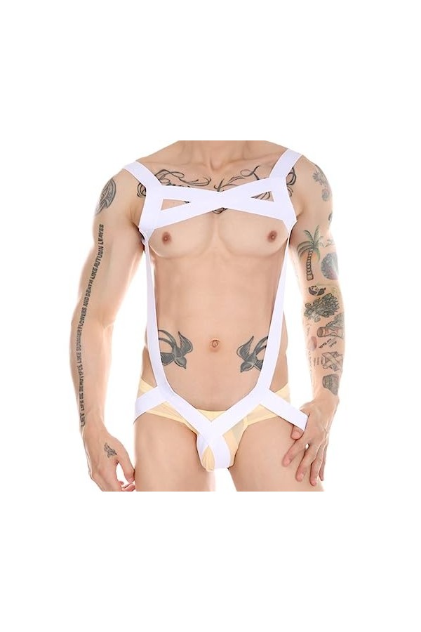 CABULE Hommes Évider Harnais Ceinture Extensible Corps Épaule Poitrine Bretelles Body Bodybuilding Discothèque Scène Performa