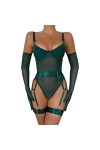 ZHIYU Ensemble de 4 pièces de lingerie sexy en silicone transparent pour femme, vert, M