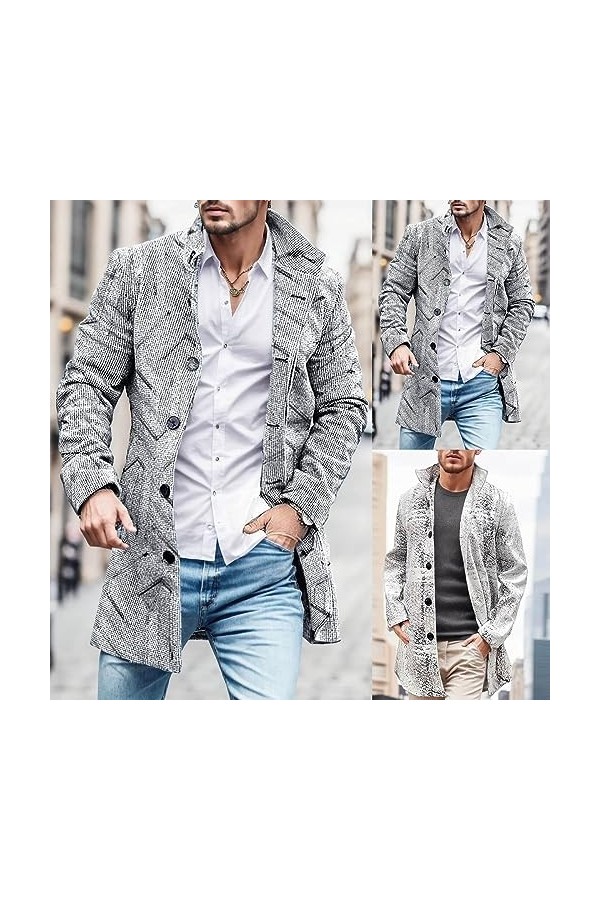 Mymyguoe Manteau Homme Business Manteau Laine Chaud Hiver Manteau Longues Vestes Coupe-Vent Manteau Décontracté Vêtements de