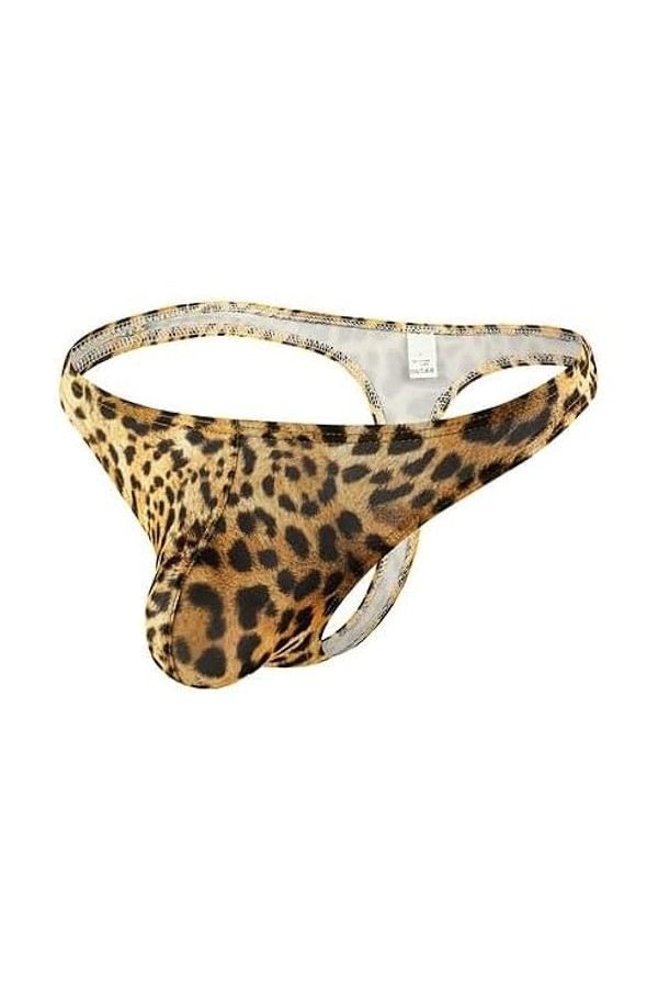 GUETTO Hommes sous-vêtements Pochette Sexy Léopard Culotte String T-Back Mâle G String Caleçons Hommes Slips,Violet,S