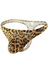 GUETTO Hommes sous-vêtements Pochette Sexy Léopard Culotte String T-Back Mâle G String Caleçons Hommes Slips,Violet,S