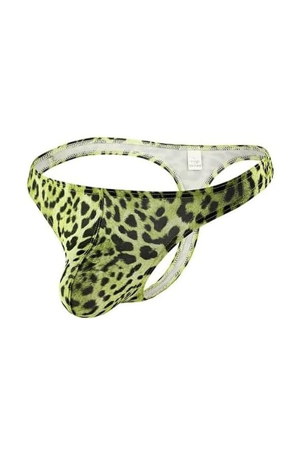 GUETTO Hommes sous-vêtements Pochette Sexy Léopard Culotte String T-Back Mâle G String Caleçons Hommes Slips,Violet,S