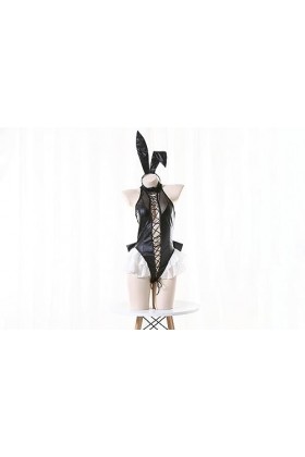 Générique Anime Sexy Femmes Gothique Combinaison en Cuir Verni Cosplay Bunny Girl Costume L, Noir 