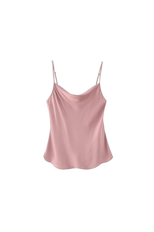 Jupe dété Ensemble Deux Pièces Lingerie en Satin de Soie Haut à Bretelles en Soie + Jupe Midi Trapèze en Satin Ensemble-Top-