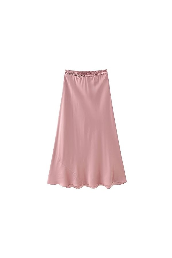 Jupe dété Ensemble Deux Pièces Lingerie en Satin de Soie Haut à Bretelles en Soie + Jupe Midi Trapèze en Satin Ensemble-Top-