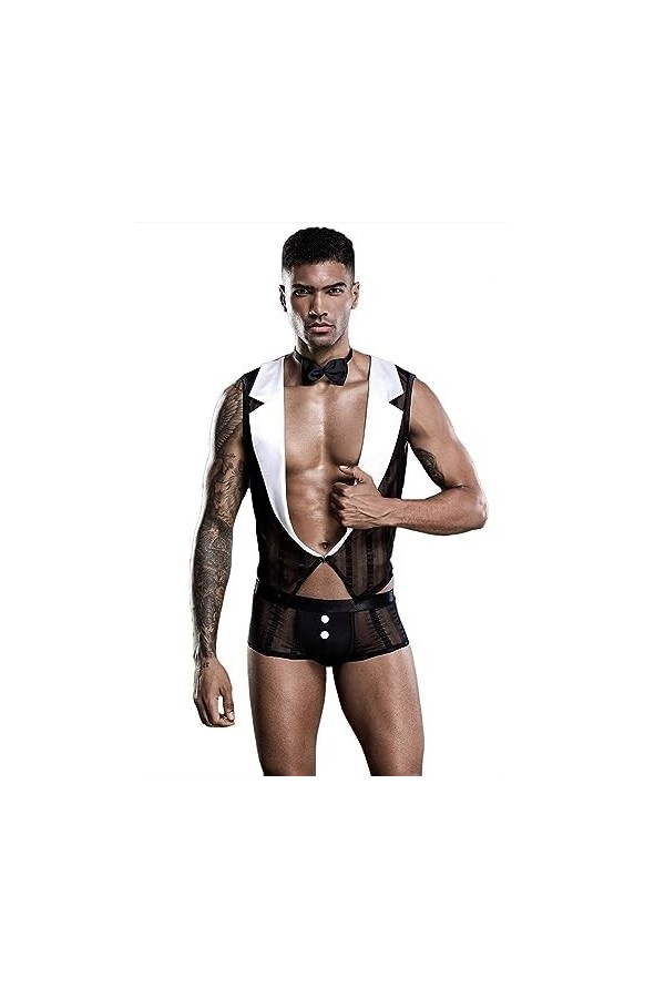 Sous-VêTements Pour Hommes,Ensemble DAnneaux DAttache En Or, VêTements Sissy,Costume De Tentation Uniforme De Jeu De RôLe D
