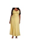GuyAna Robe Maxi drapée avec Soutien-Gorge intégré, Robe Sexy dété de Couleur Unie à col Rond et à la Taille Yellow,S 