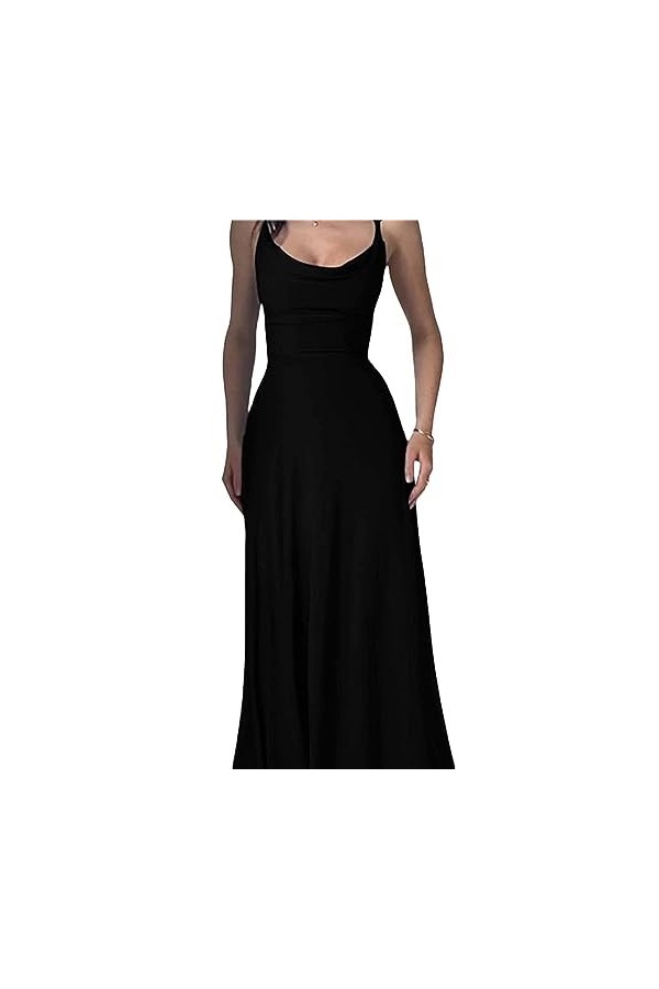 GuyAna Robe Maxi drapée avec Soutien-Gorge intégré, Robe Sexy dété de Couleur Unie à col Rond et à la Taille Yellow,S 