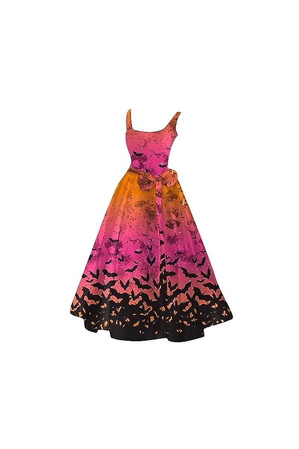 De Toi Robe Sexy à col Rond et imprimé Sanglant pour Femme Robe Intérieur Tout Coton Pink, XXL 