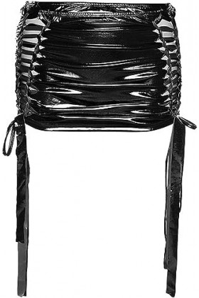 Mini Jupe Métallisée Brillante pour Femmes Côté Sexy évider Jupes De Pansement Liquide Look Humide Froncé Moulante Nuit Clubw