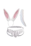NICEYAE - Costume de lapin sexy - Serre-tête et string avec queue en peluche - Jeu de rôle - Pour Noël, Pâques, cosplay, fête