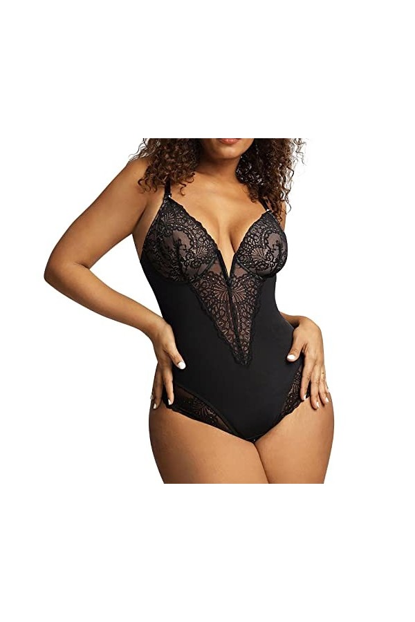 Combinaison polyvalente et sexy pour femme avec charme élégant, soutien dorsal grande taille, a-noir, XL