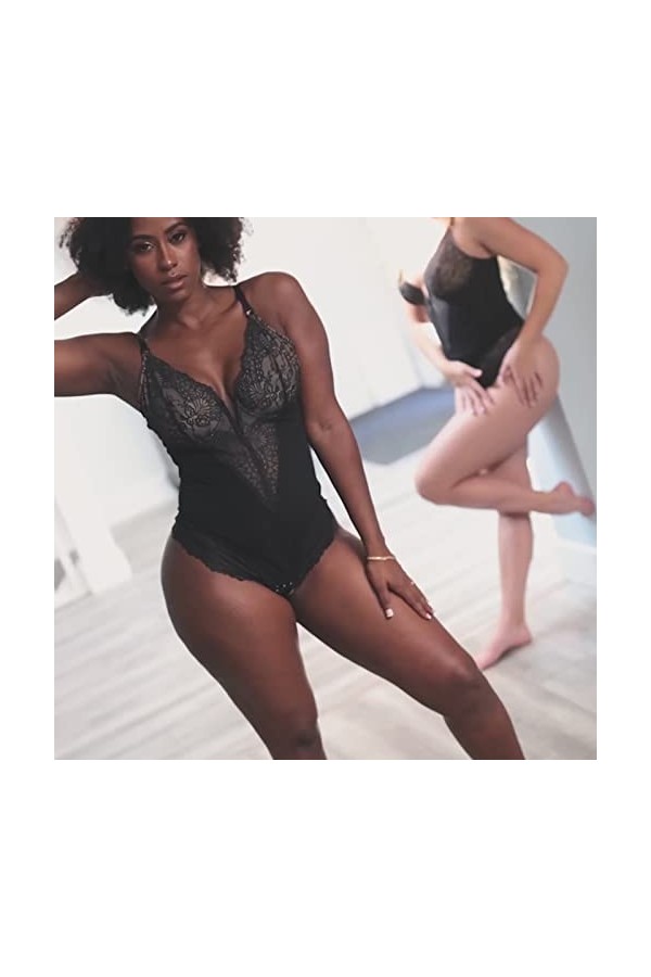 Combinaison polyvalente et sexy pour femme avec charme élégant, soutien dorsal grande taille, a-noir, XL