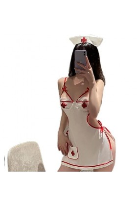 SHANHE Lingerie Sexy Doux Lacets Évider Doux Infirmière Tenue Anneau En Acier Sous-Vêtements Infirmière Cosplay Uniforme Tent