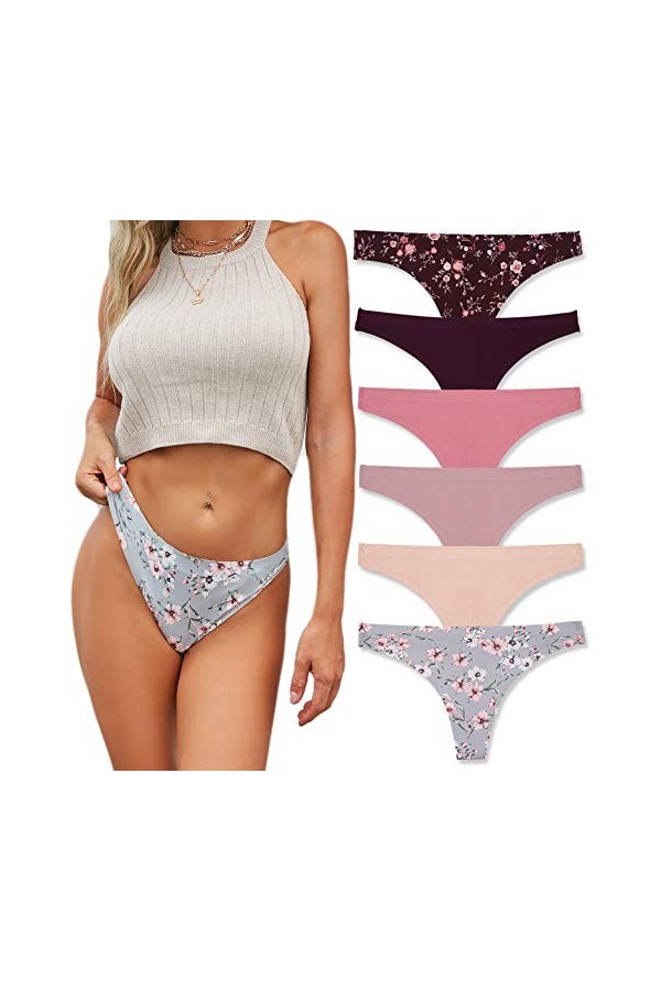 FINETOO&nbsp;String&nbsp;Tanga&nbsp;en&nbsp;Femme&nbsp;sans&nbsp;Couture&nbsp;sous-Vêtements&nbsp;Invisible&nbsp;Lingerie&nbsp;Sexy&nbsp;Ensemble&nbsp;élastique&nbsp;Confortable&nbsp;Thong&nbsp;Lot&nbsp;de