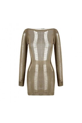 Gaun Pendek Potongan Rajutan Seksi 2022 Gaun Mini Bungkus Leher Bulat Lengan Panjang Tanpa Punggung Musim Semi Musim Panas St