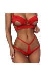 WEITING Luxe Valentine Femmes Cils Respirant Découpe Sling Transparent Serré Sexy Dentelle Rouge Sexy Chemises pour Femmes Fê