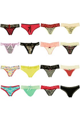 Libella Lot de 10 String Femme Sexy Dentelle Culottes et Slips Tangas 3210 L/XL