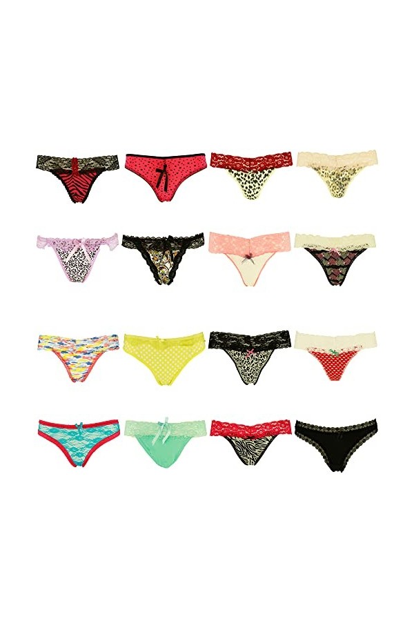 Libella Lot de 10 String Femme Sexy Dentelle Culottes et Slips Tangas 3210 L/XL