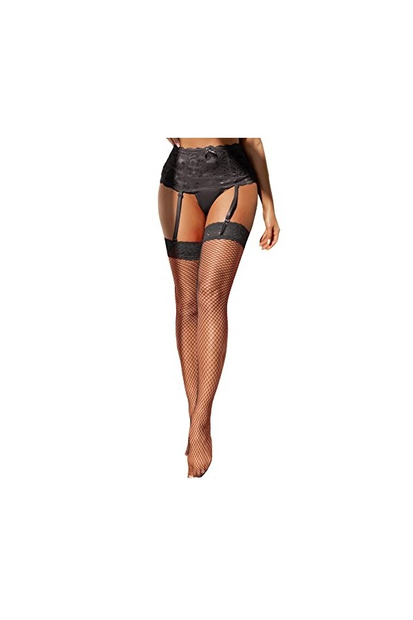 Femme Porte-jarretelle Sexy Grande Taille Haute Dentelle Transparente Bas Porte Jarretelles Guepiere Ensemble Bas et Jarretiè