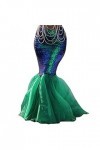 HARRI Femmes Sexy Sirène Halloween Costume Mascarade Soirée Paillettes Basque Robe Large, Vert 