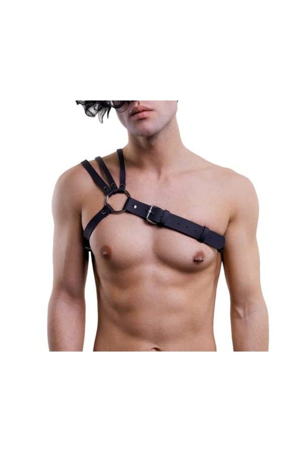 HSQSMWJ Réglable en Cuir pour Homme Gay Bar Pub Jeu de Rôle Plaisir Color:Black,Size:One Size 
