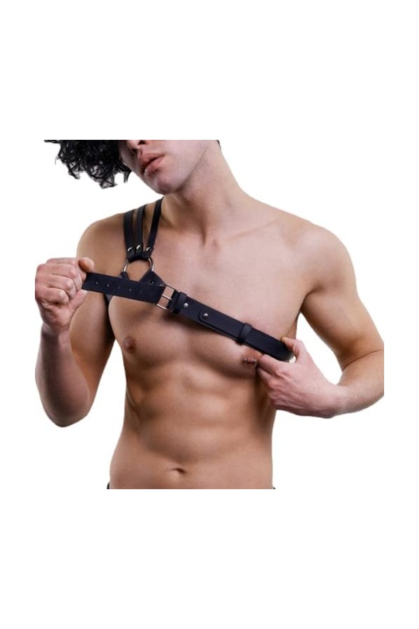 HSQSMWJ Réglable en Cuir pour Homme Gay Bar Pub Jeu de Rôle Plaisir Color:Black,Size:One Size 