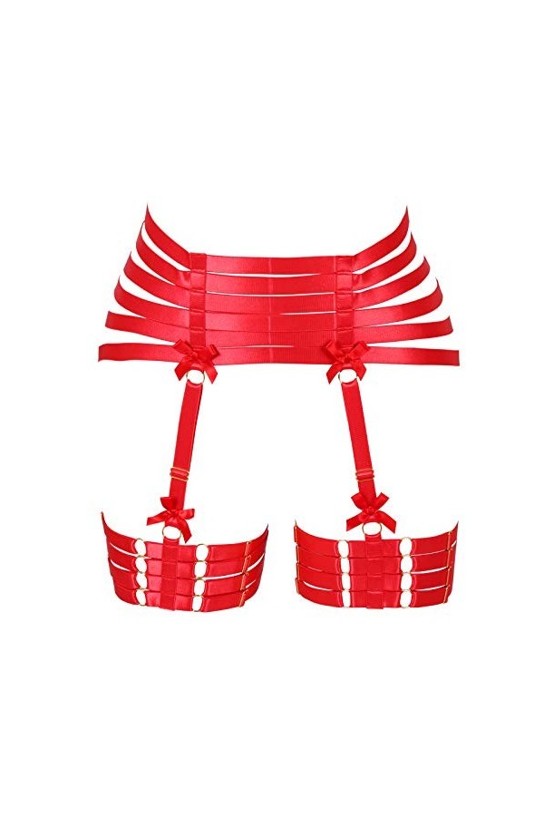 BBOHSS Femmes Harnais de Corps Punk Jarretière Jambe Cage Bas Gothique réglable Carnaval Danse Costume Accessoires Noir 