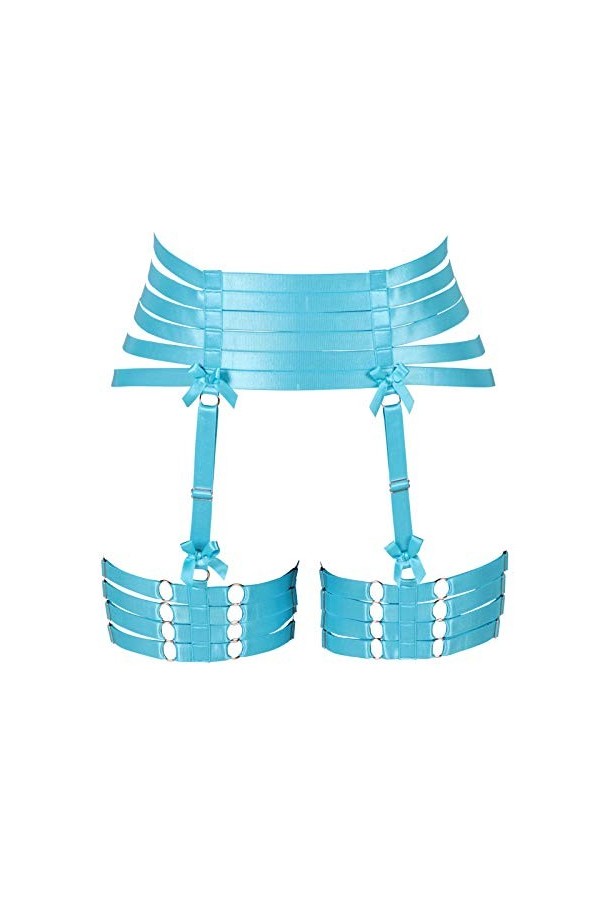 BBOHSS Femmes Harnais de Corps Punk Jarretière Jambe Cage Bas Gothique réglable Carnaval Danse Costume Accessoires Noir 