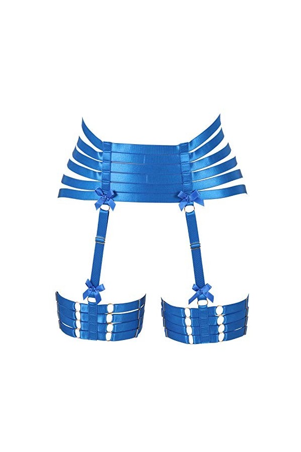 BBOHSS Femmes Harnais de Corps Punk Jarretière Jambe Cage Bas Gothique réglable Carnaval Danse Costume Accessoires Noir 