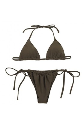 LUNNTE Ensemble bikini sexy avec string et string pour femme, Rouge et vert, M