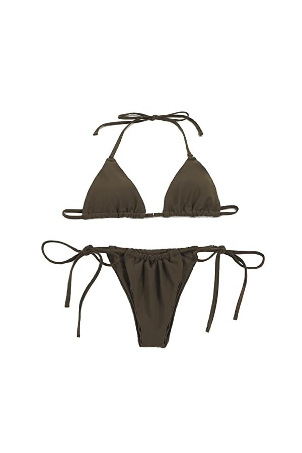 LUNNTE Ensemble bikini sexy avec string et string pour femme, Rouge et vert, M