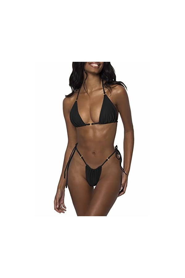 LUNNTE Ensemble bikini sexy avec string et string pour femme, Rouge et vert, M