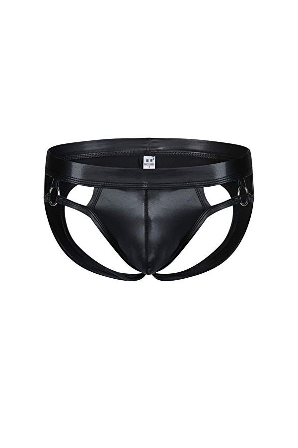 Fnho String Sexy Homme Erotique,String Homme Dentelle,Sac de Plafond en U Imitation Cuir pour Hommes, Anneau de Suspension Ca