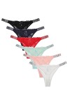 Levao Culotte String Femme, Strass Tangas Lingerie Sexy Taille Basse Strings sous-vêtement, 6-per Pack